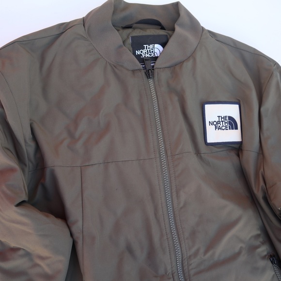 The North Face Jacket Mens Military Green Olive Patched Quilted Size Large - Picture 3 of 9